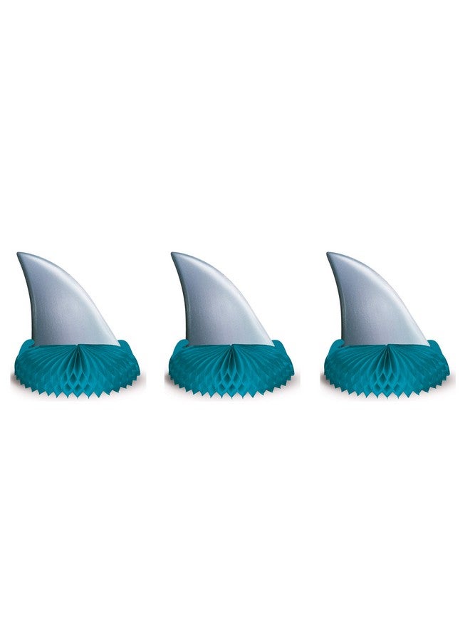Beistle 3 Piece Shark Theme Party Supplies Birthday Decorations Table Centerpieces Gray/Blue 6.75" X 6.25" - Image 1