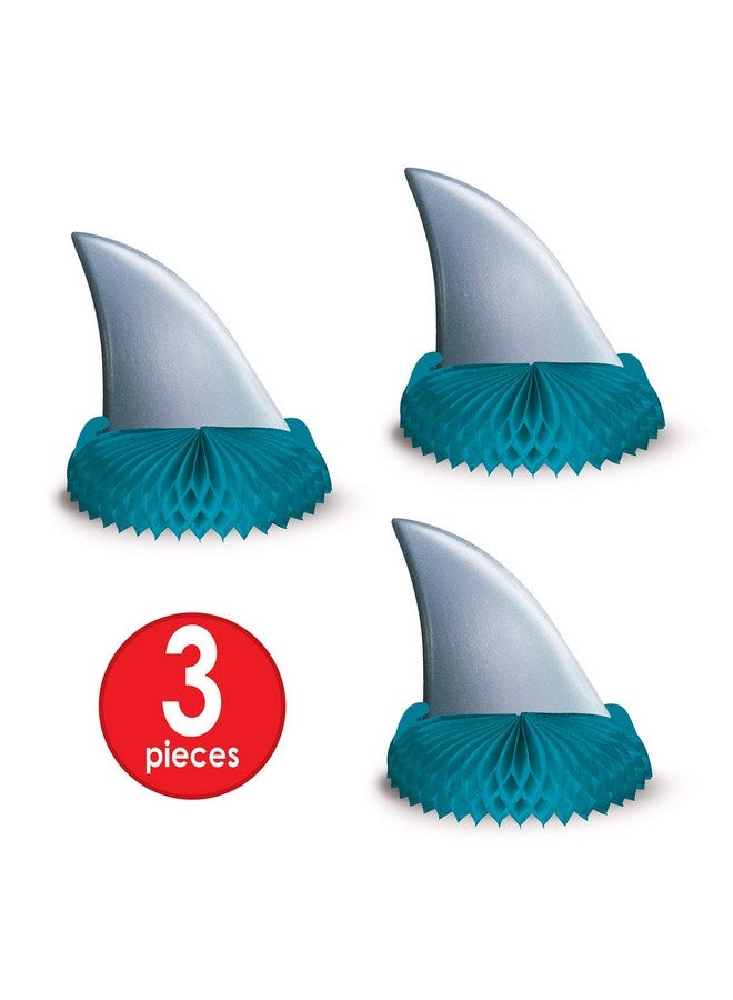 Beistle 3 Piece Shark Theme Party Supplies Birthday Decorations Table Centerpieces Gray/Blue 6.75" X 6.25" - Image 3