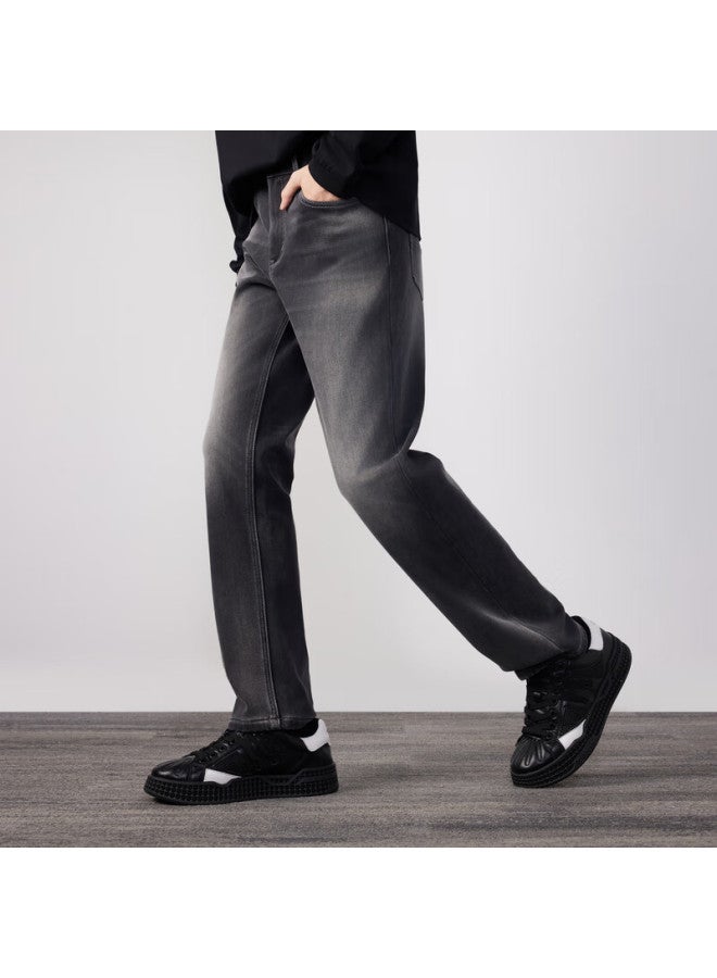 Cabbeen Black Bull D9 Black Velvet Men's Jeans With Silver Fox Velvet Warm Comfortable Stylish Winter Pants