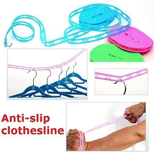 SEASPIRIT AntiSlip Clothes Washing Line Drying Nylon Rope 5 Meters with Hooks Clothes Lines Windproof Laundry Line Laundry Drying Rope - Image 4