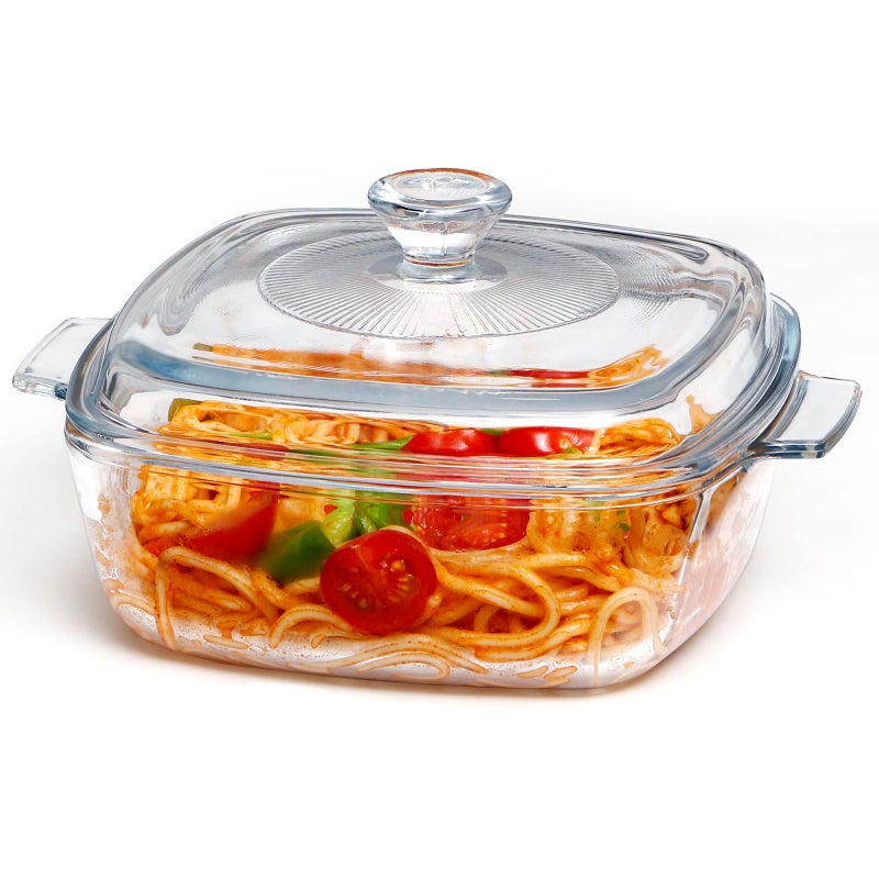 NUTRIUPS Small Glass Casserole Dish with Lid Oven Safe Square Casserole Dish 68 Inches Microwave Glass Bowl With Lid Microwavable Cookware 12L