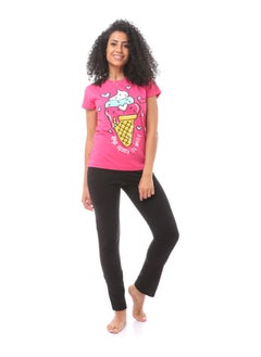 Cupcakes Printed Cute Sleeveless Tee & Shorts Pajama-Watermelon