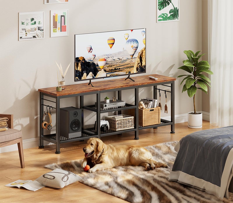 Furologee TV Stand for TVs up to 55 Inch, Entertainment Center with Open Storage Shelves, Media Console Table with Soundbar Shelf for Living Room, Bedroom, Rustic Brown - Image 5