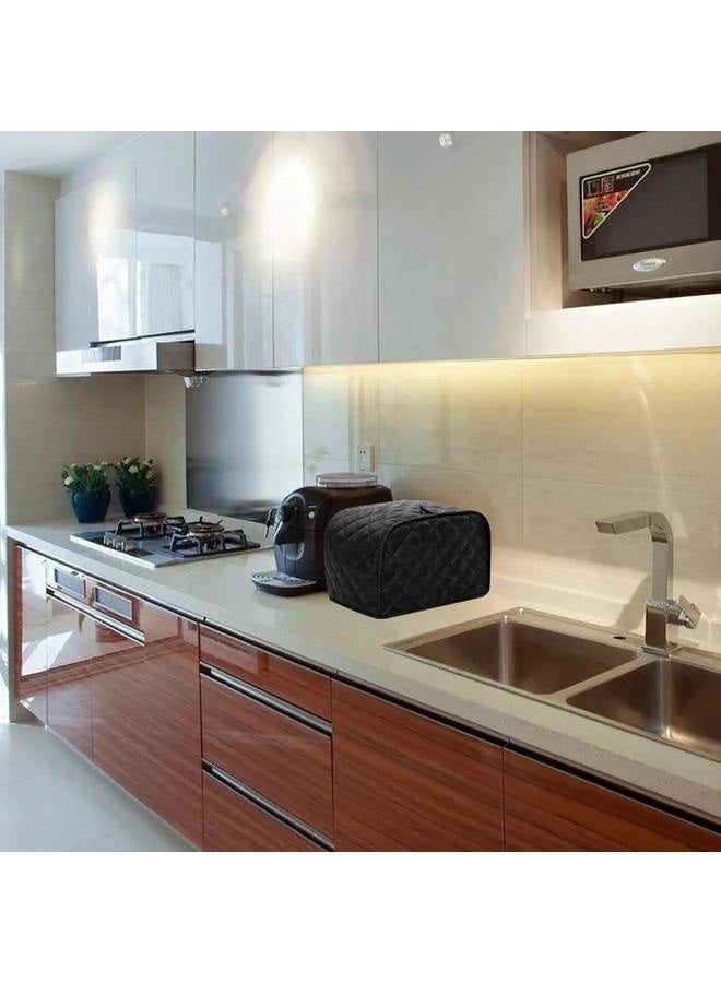 Toaster Cover, Kitchen Small Appliance Cover Fingerprint and Greasy Protection,Machine Washable Polyester Toaster (Black)-33*27*21.5cm  - Image 2