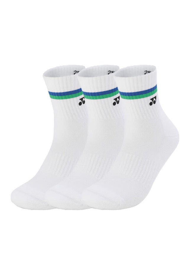 Yonex Yonex Badminton Socks, Sweat-absorbing And Breathable Sports Socks For Men, 145134bcr, White, Three-pair Pack  - Image 5