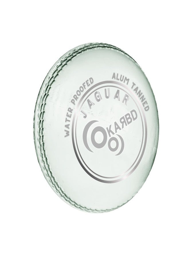KARBD Cricket Ball Leather 4 Piece Professional Hand Stitching Seam Waterproof Coating Hard Season Ball for Practice and Tournament Club Matches (20 to 30 Overs, Jaguar White) - Image 1