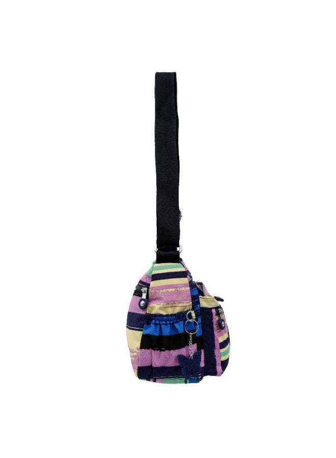 مجموعة كابريس حقيبة كروس متوسطة للرجال والنساء من كابريس كولكشن – نايلون مقاوم للماء، خفيفة الوزن ومدمجة، بتصميم خطوط أفقية متعددة الألوان - Image 5