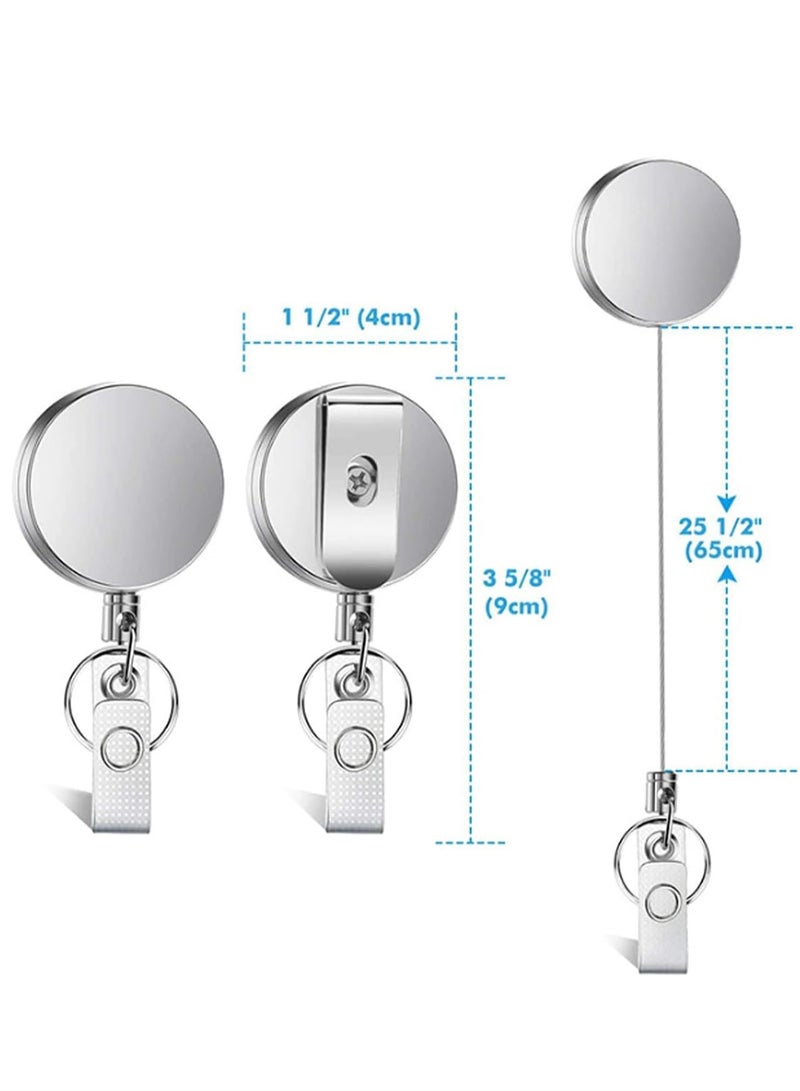 Generic 2 Pack Retractable Badge Holders with 2 Pcs Waterproof Transparent Card Holder,T Tersely Metal ID Badge Holder with Belt Clip Key Ring for Name Card Keychain Metal Casing  - Image 3