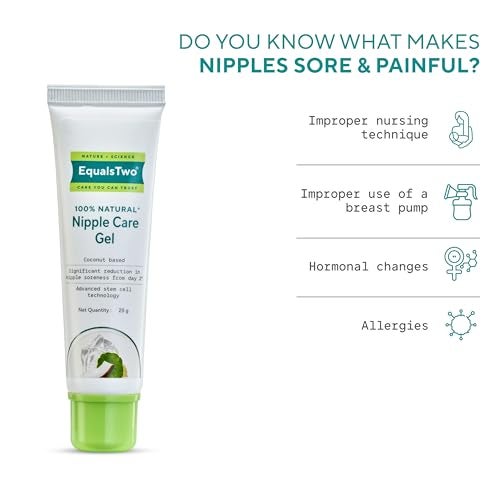 EQUALSTWO by Zydus Nipple Care Gel for Cracked & Sore Nipples, 25gm, 100% Natural Soothing Nipple Gel Cream for Breastfeeding & New Mom, Hypoallergenic, Dermatologically Tested, Pack 1 - Image 5