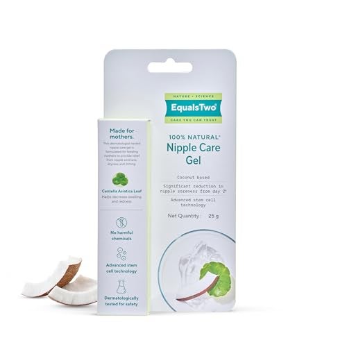 EQUALSTWO by Zydus Nipple Care Gel for Cracked & Sore Nipples, 25gm, 100% Natural Soothing Nipple Gel Cream for Breastfeeding & New Mom, Hypoallergenic, Dermatologically Tested, Pack 1 - Image 1