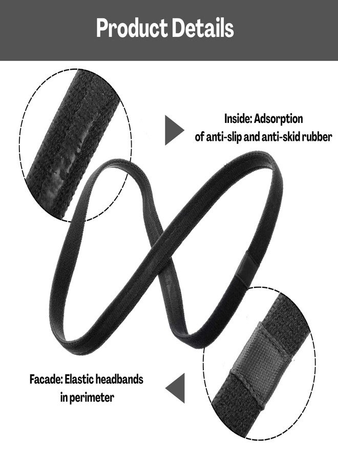 TecoKart® 4Pcs Sports Hair Band for Men & Women | Elastic Non-Slip Sports Headbands for Gym, Running, Football, Yoga & Workout | Sweat Absorbing Elastic Hair Band (Black) - Image 3