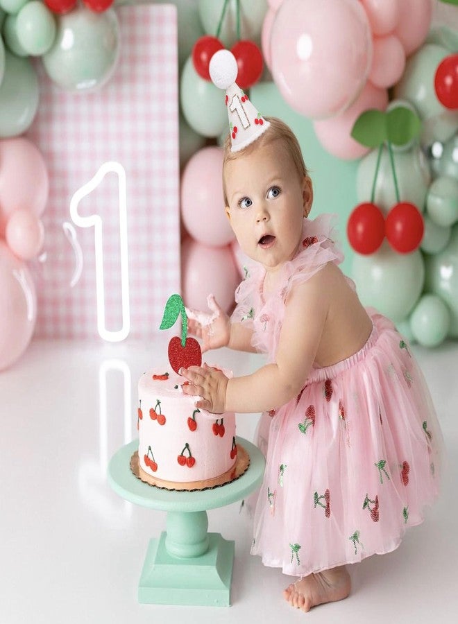 YOUAME Cherry 1st Birthday Hat For Girls - One Cherry On Top Party Hat, Sweet One Headwear Decorations, Fruit Theme Baby Shower Outfit, Cake Smash Photo Props - Image 4