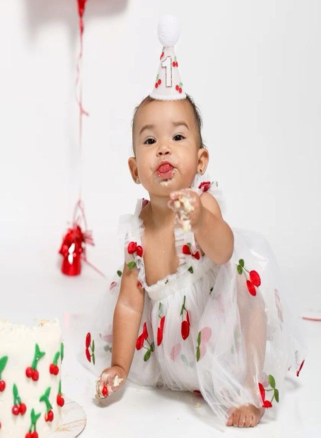 YOUAME Cherry 1st Birthday Hat For Girls - One Cherry On Top Party Hat, Sweet One Headwear Decorations, Fruit Theme Baby Shower Outfit, Cake Smash Photo Props - Image 5