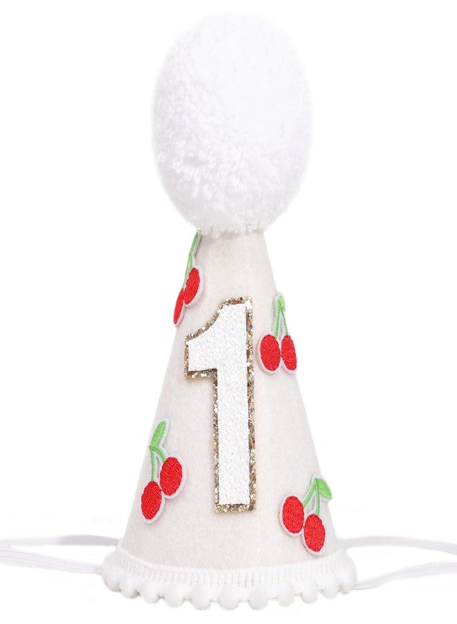 YOUAME Cherry 1st Birthday Hat For Girls - One Cherry On Top Party Hat, Sweet One Headwear Decorations, Fruit Theme Baby Shower Outfit, Cake Smash Photo Props - Image 1