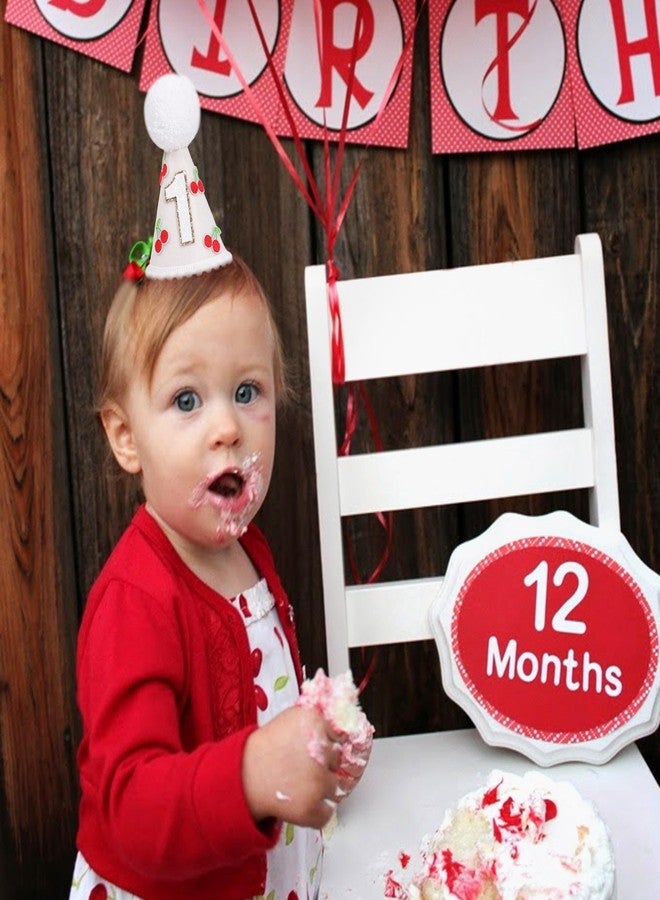 YOUAME Cherry 1st Birthday Hat For Girls - One Cherry On Top Party Hat, Sweet One Headwear Decorations, Fruit Theme Baby Shower Outfit, Cake Smash Photo Props - Image 3
