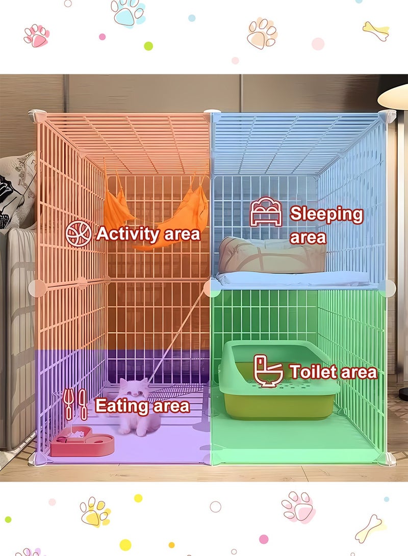 كيدل قفص قطط منزلي داخلي فيلا مساحة كبيرة مجانية مع مرحاض بيت قطط سرير قطط طبقتين قطط صغيرة - Image 2