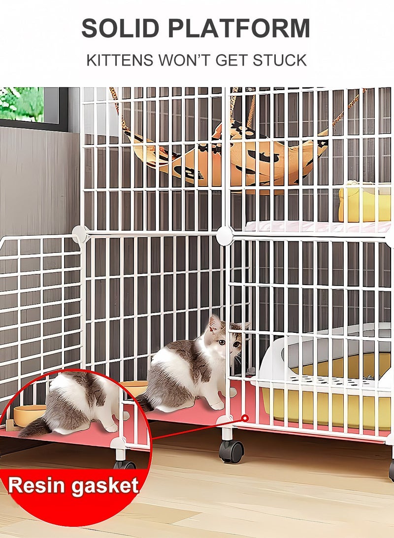 كيدل قفص قطط منزلي داخلي فيلا مساحة كبيرة مجانية مع مرحاض بيت قطط سرير قطط طبقتين قطط صغيرة - Image 4
