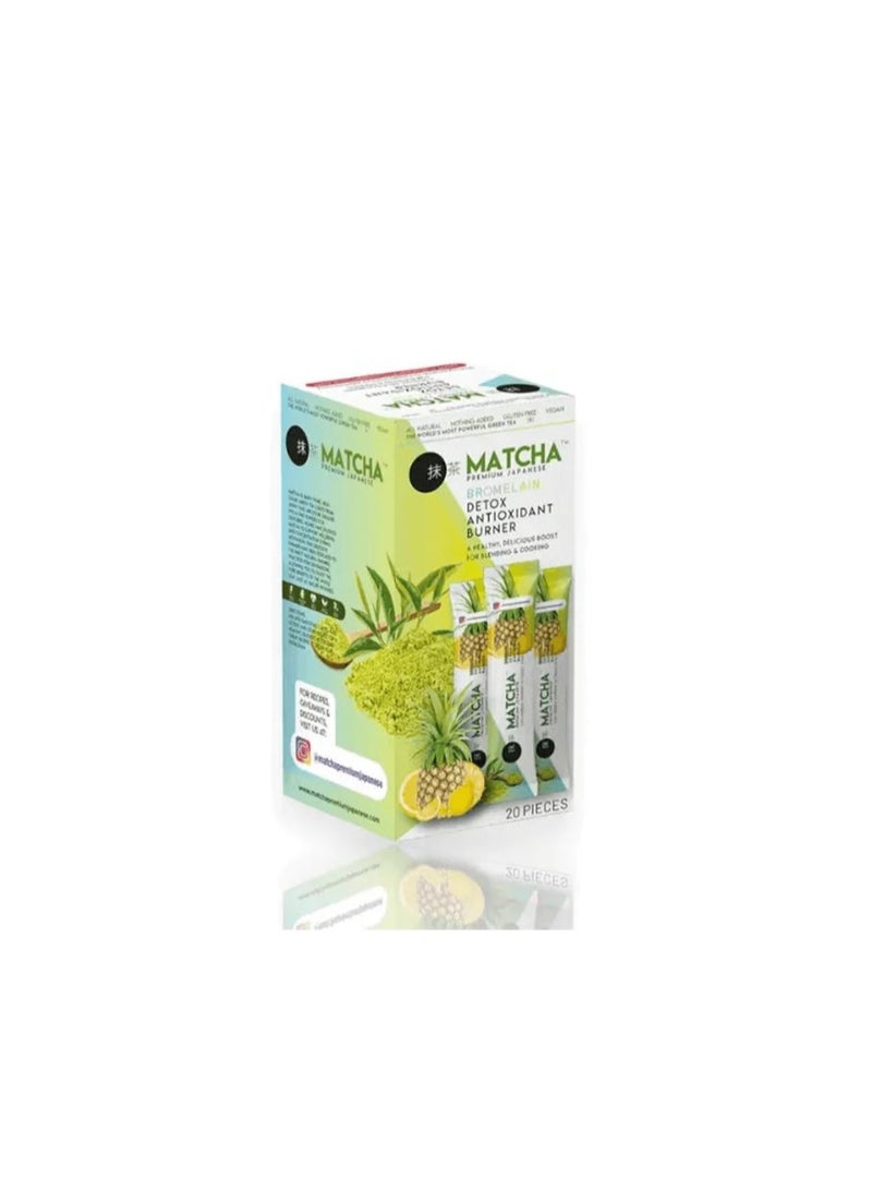 Premium Japanese Matcha Detox Antioxidant Burner with Bromelain and Pineapple - 20 Pieces