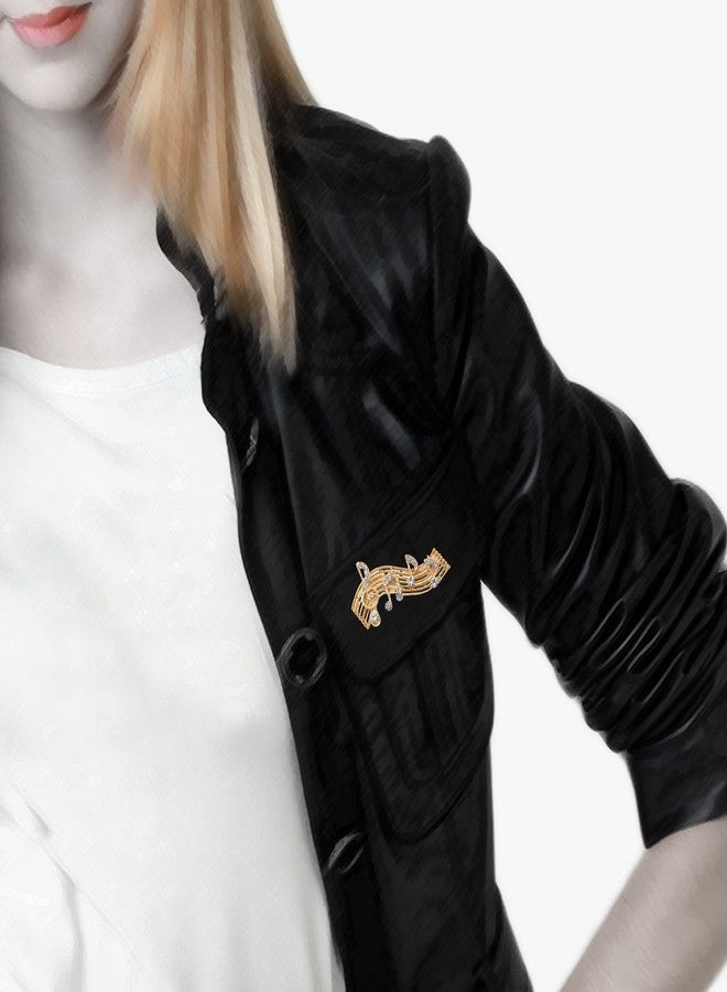 Spinningdaisy Tiny Jewel Crystal Music Note Melody Brooch Pin Gold - Image 5