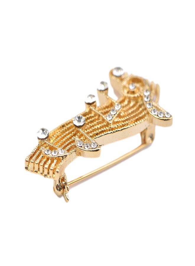 Spinningdaisy Tiny Jewel Crystal Music Note Melody Brooch Pin Gold - Image 2