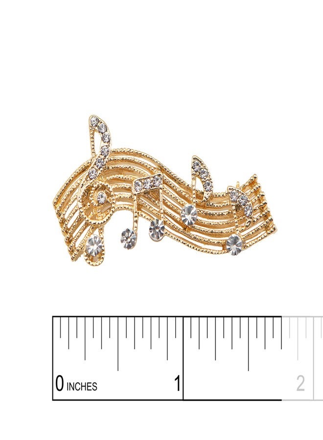 Spinningdaisy Tiny Jewel Crystal Music Note Melody Brooch Pin Gold - Image 4
