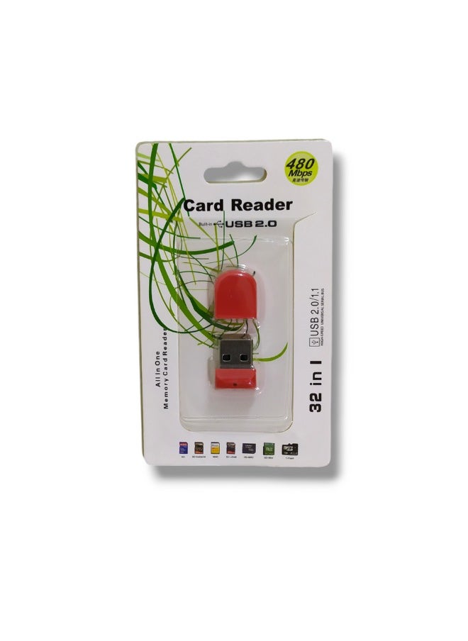 Generic - External memory card reader, Micro SD (T-Flash), USB 2.0, red color - Image 1