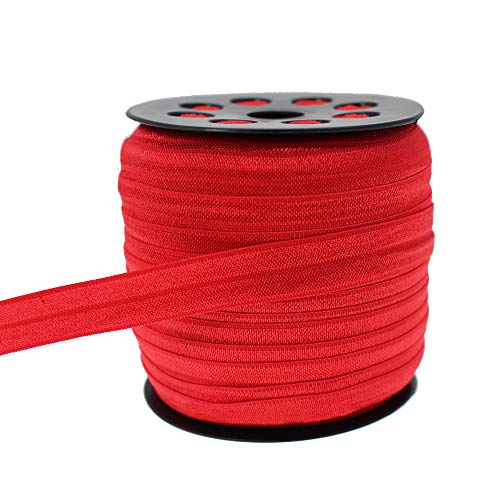 JESEP Red Fold Over Elastic 5/8 inch 15mm Elastic Bands for Sewing 40 Yards Wide Elastic Headbands Stretchy Ribbon for Crafts-Elastic Straps Trim for Girls Hair Ties-Bow-DIY Projects-Clothes - Image 1