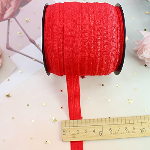 JESEP Red Fold Over Elastic 5/8 inch 15mm Elastic Bands for Sewing 40 Yards Wide Elastic Headbands Stretchy Ribbon for Crafts-Elastic Straps Trim for Girls Hair Ties-Bow-DIY Projects-Clothes - Image 5