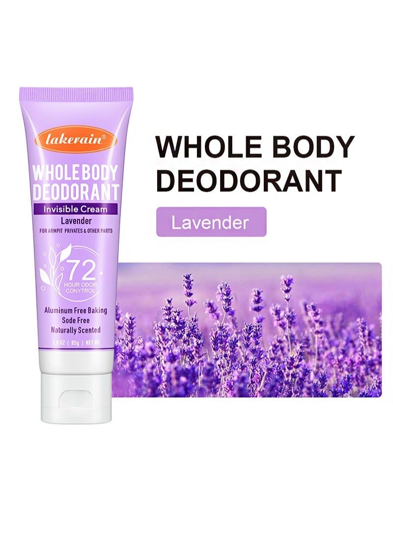 lakerain Whole Body Deodorant Invisible Cream，Aluminum Free Deodorant Lotion, Underarm Deodorant Cream (72 Hour Deodorant), Deodorant Antiperspirant Clear Gel, No Baking Soda (Lavender scent) - Image 2