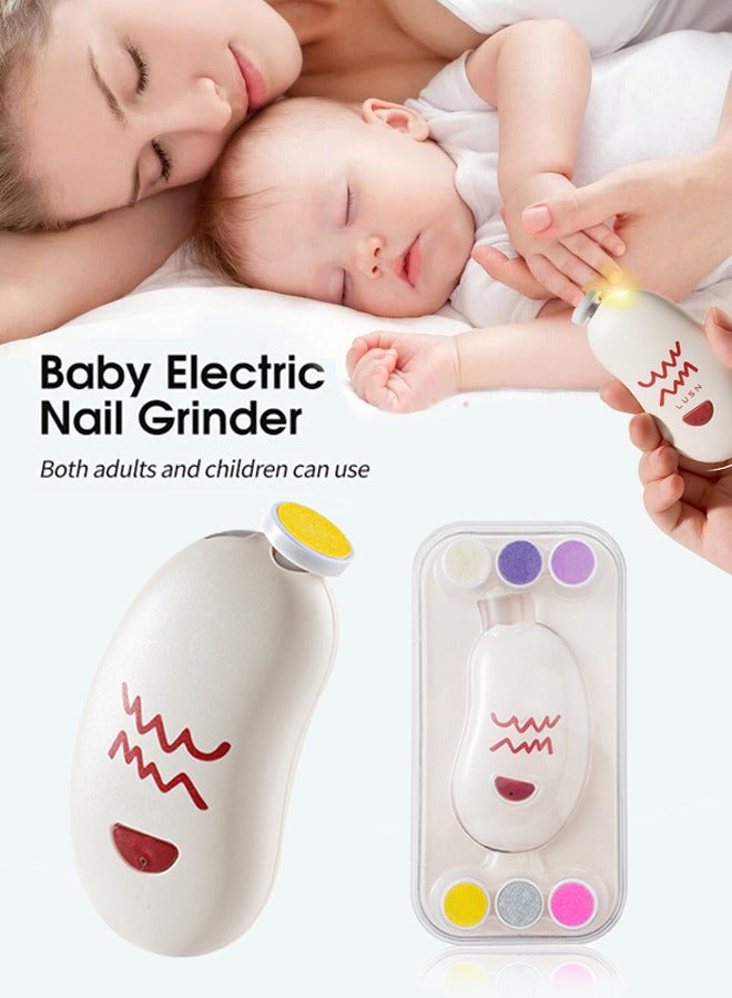 Electric Baby Nail File, 3-Mode Adjustable Nail Clipper Nail Trimmer, Baby-Safe Nail Cutter with 6 Filing Heads & Charging Cord, Portable Nail Grinder, Durable Nail Scissors for Home, Outdoor, Travel  - Image 1