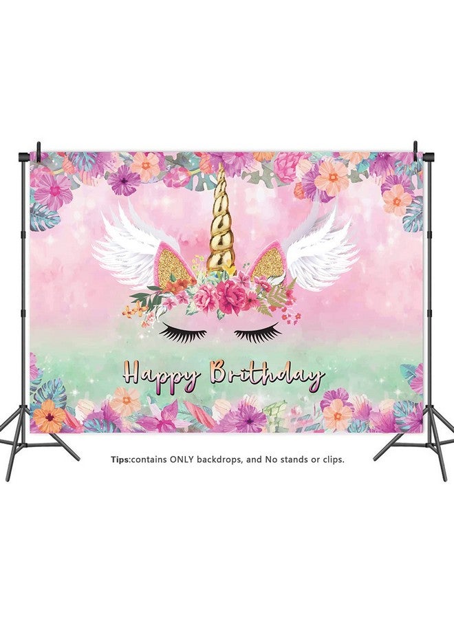 LTLYH 7X5Ft Unicorn Birthday Party Decorations Backdrop Unicorn Birthday Decorations For Girls Unicorn Cake Table Banner Supplies Studio Props A054 - Image 3