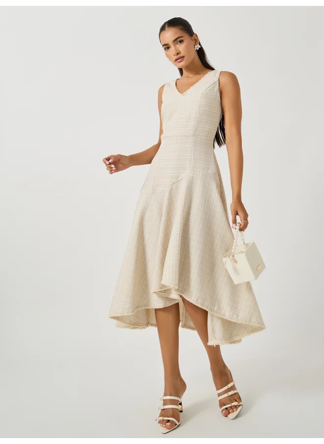 Styli Styli Limited Tweed Sleeveless A-Line Midi Dress