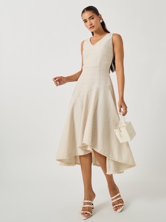Styli Tweed Asymmetric Dress - Image 1