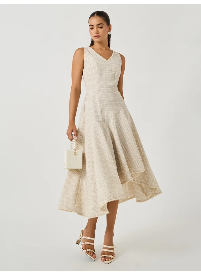 Styli Styli Limited Tweed Sleeveless A-Line Midi Dress