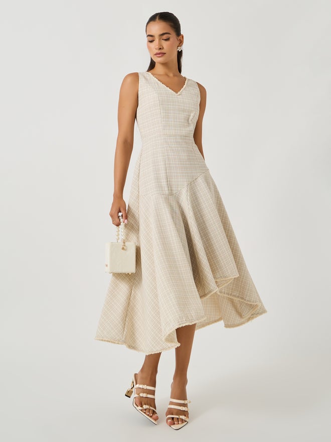 Styli Tweed Asymmetric Dress - Image 2