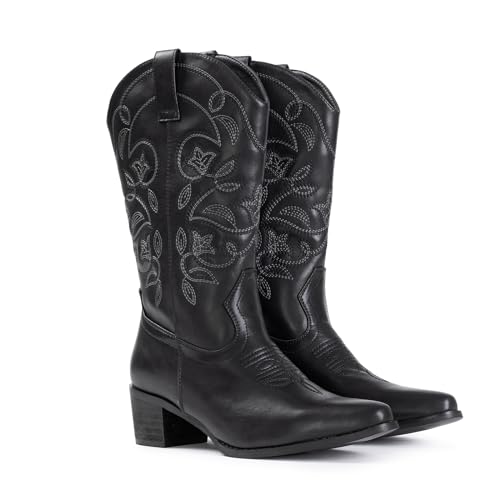 IUV Cowboy Boots For Women Pointy Toe Women's Western Boots Cowgirl Boots Mid Calf Boots - Image 5