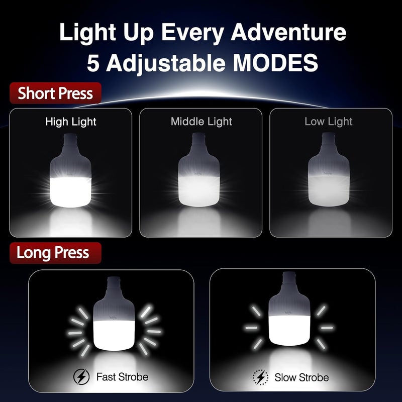LETOUR Camping Light, Camping Lantern 60W 5000Lumens Camping Lights for Tents 5 Modes 8800mAh LED Tent Light , Hanging Dimmable Portable Tent Lamp for Outdoor Camping, Hiking, Emergency - Image 3