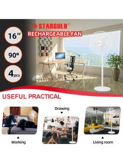 Stargold 16 Inch Rechargeable Oscillating Fan Table Fan Wall Fan Floor Fan Ceiling Fan With 4 SMD LED Light With Remote Control  - Image 2