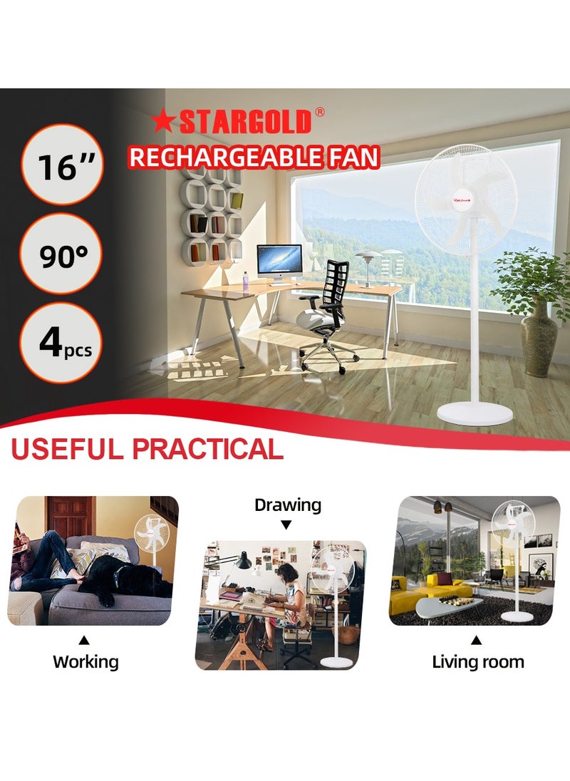Stargold 16 Inch Rechargeable Oscillating Fan Table Fan Wall Fan Floor Fan Ceiling Fan With 4 SMD LED Light With Remote Control  - Image 2