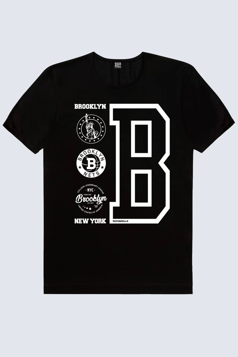 Rock&Roll Brooklyn Logo Black Men's T-Shirt
