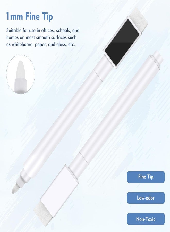 Kerros White Dry Erase Markers Magnetic Dry White Chalk Markers Pens Fine Point Tip 16 Pack - Small Blackboard Markers with Cap for School Office Family - Image 4
