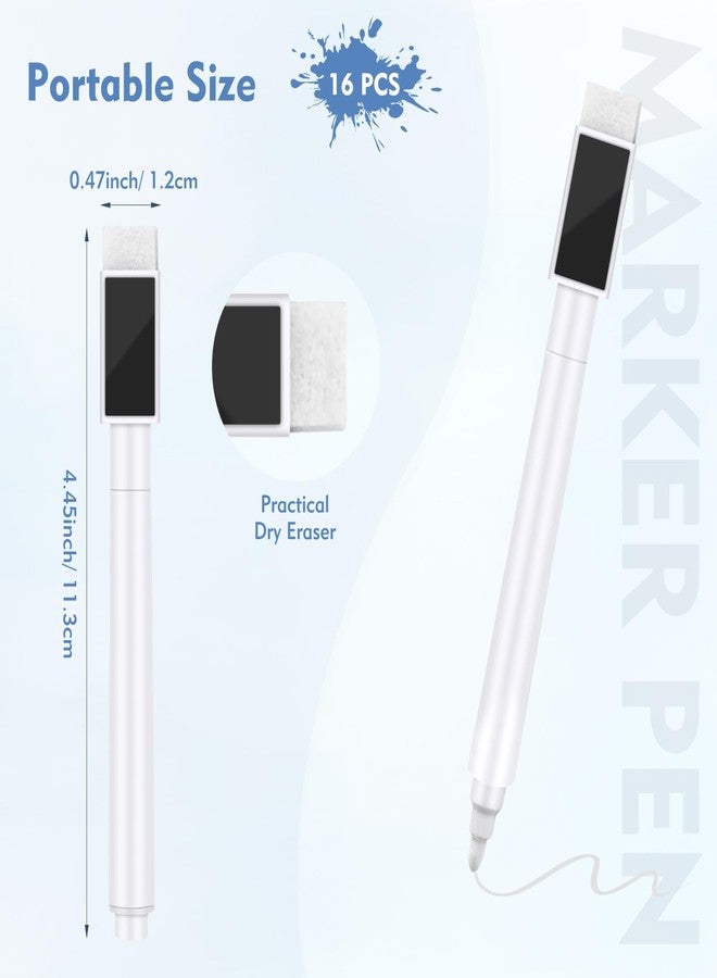 Kerros White Dry Erase Markers Magnetic Dry White Chalk Markers Pens Fine Point Tip 16 Pack - Small Blackboard Markers with Cap for School Office Family - Image 3