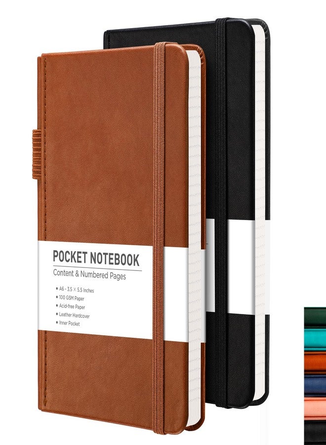 RETTACY Pocket Notebook 2 Pack - Small Notebook Journal with 312 Numbered Pages,A6 Mini Journal Pocket Notepad,100gsm Thick Ruled Paper 3.5" x 5.5" - Image 1