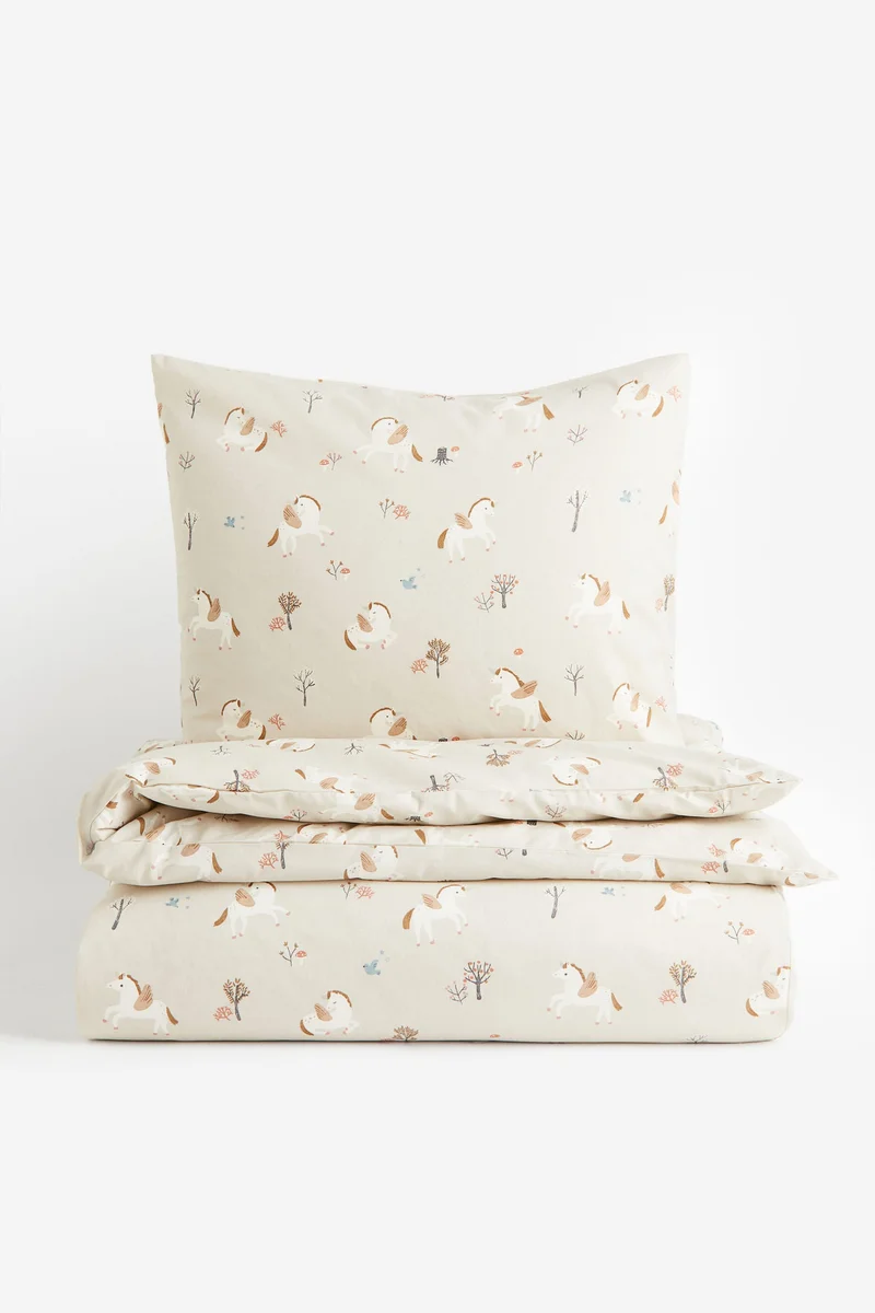 H&M Patterned cotton duvet cover set