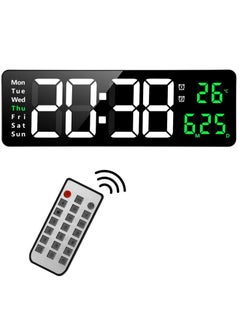 SKY-TOUCH 16” Large Display Wall Clock with Remote Control and Automatic LED Brightness Dimmer with Date, Week and Temperature  - Image 1