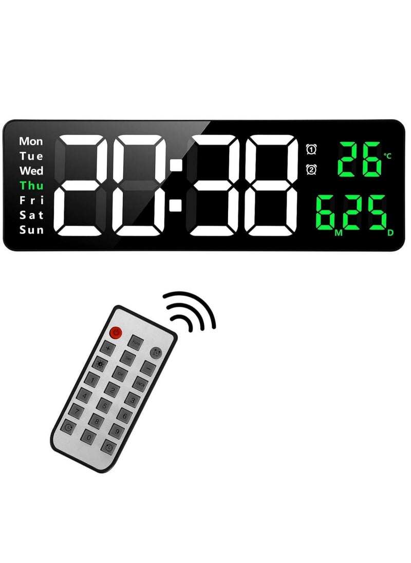 SKY-TOUCH - 16” Large Display Wall Clock with Remote Control and Automatic LED Brightness Dimmer with Date, Week and Temperature - Image 1