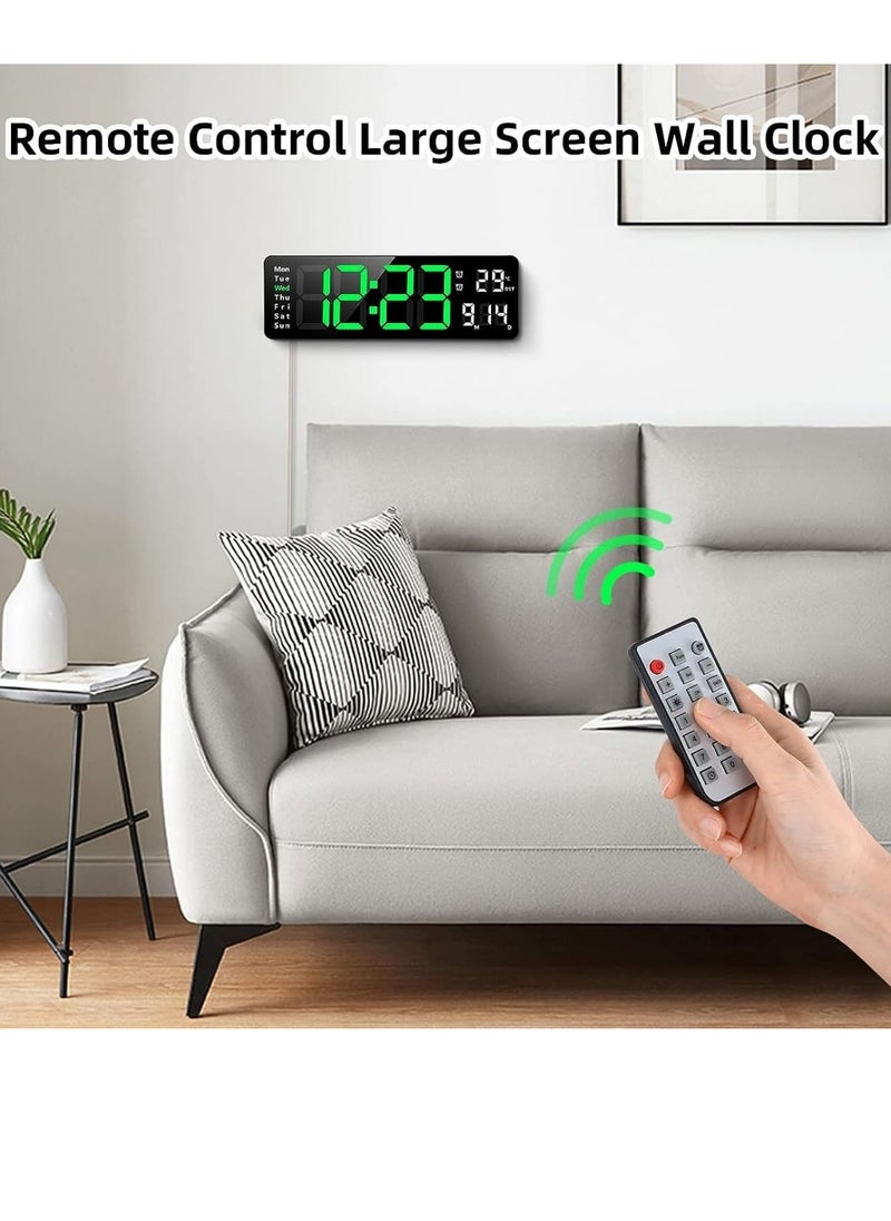 SKY-TOUCH - 16” Large Display Wall Clock with Remote Control and Automatic LED Brightness Dimmer with Date, Week and Temperature - Image 1