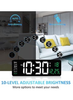 SKY-TOUCH 16” Large Display Wall Clock with Remote Control and Automatic LED Brightness Dimmer with Date, Week and Temperature  - Image 4