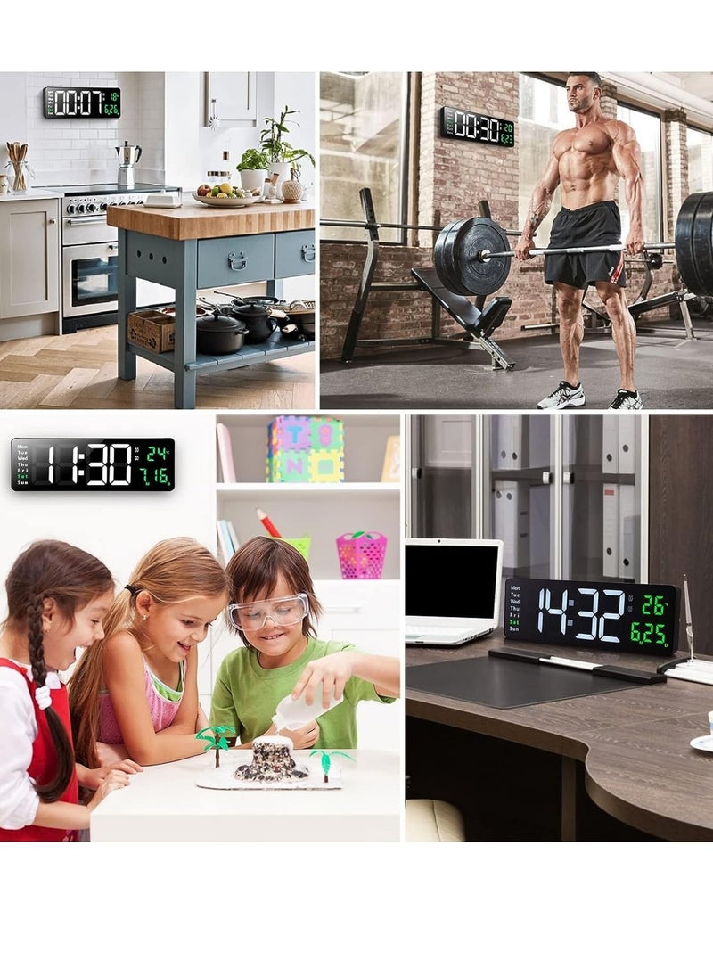SKY-TOUCH - 16” Large Display Wall Clock with Remote Control and Automatic LED Brightness Dimmer with Date, Week and Temperature - Image 1