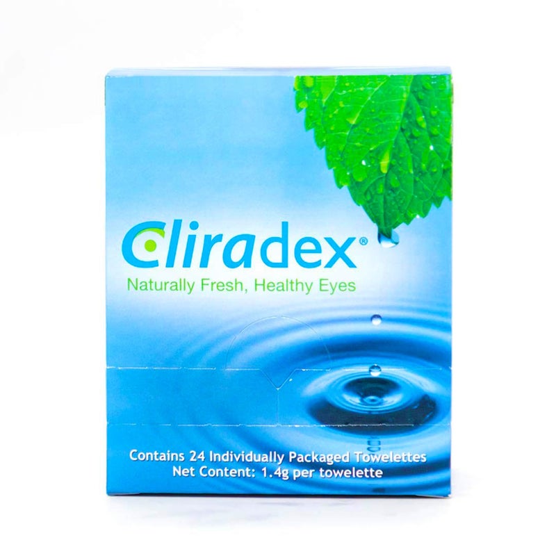 Cliradex Towelettes  Natural Face Eyelash  Eyelid Cleanser  Wipes for Demodex Blepharitis Mgd and Red Irritated Eye Lid  Tea Tree Oil Extract